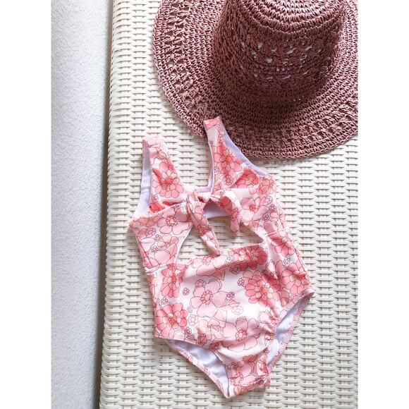 Chasing Sun Beams Boho Floral Tie Front Swimsuit 3/4 - Picture 1 of 3